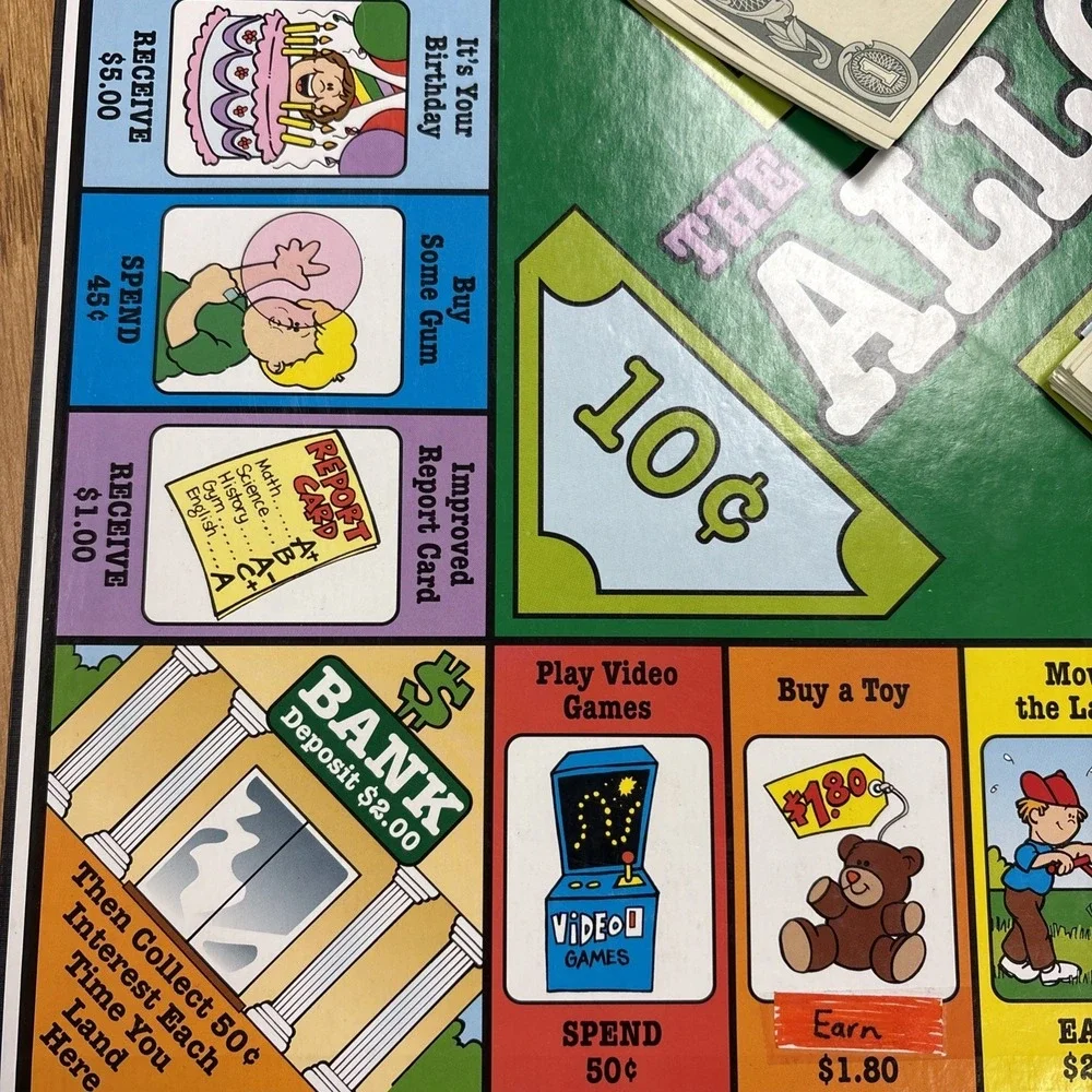The Allowance Board Game First to Save $20 Wins 2 to 4 Players COMPLETE VTG 5+